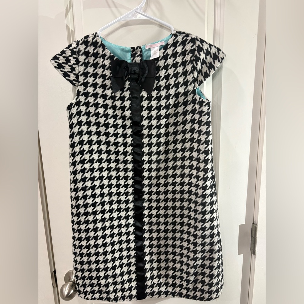 Janie and Jack Stylish Black and White Houndstooth Kids Dress